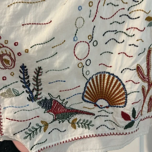 ZARA Embroidered White Kimono with Colorful Sea Life Design - Picture 11 of 14